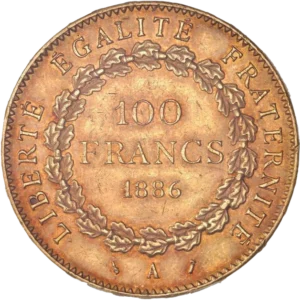 L'inscription 100 francs dans une couronne de chêne.