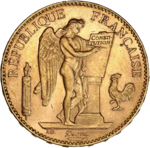 Le Génie de la république française gravant la constitution sur une tablette de marbre.