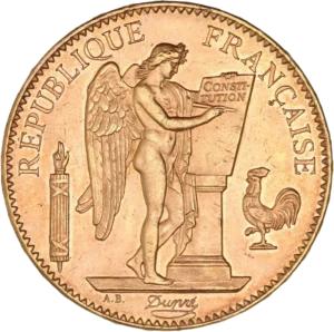 L'inscription 100 francs 1913 dans une couronne de chêne.