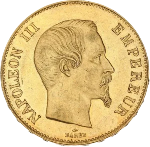 Tête nue de Napoléon III à droite.