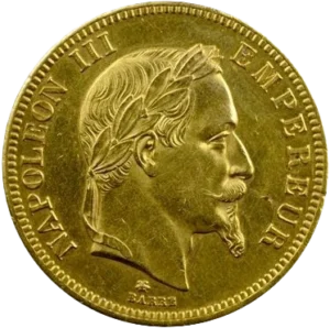 Tête laurée de Napoléon III à droite.