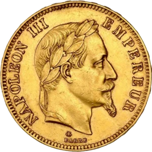 Tête laurée de Napoléon III à droite.