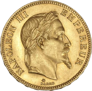 Tête laurée de Napoléon III à droite.