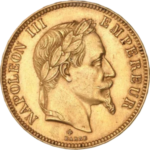 Tête laurée de Napoléon III à droite.