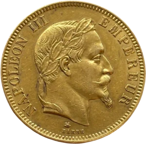 Tête laurée de Napoléon III à droite.