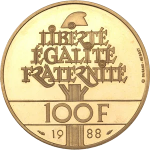 Un arbre dont le feuillage est composé des mots Liberté Egalité Fraternité. au dessus un bonnet phrygien.