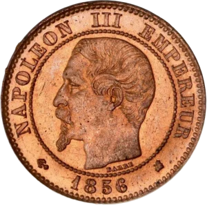 Tête nue de Napoléon III à gauche.