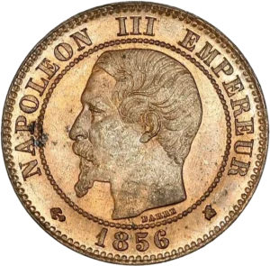 Tête nue de Napoléon III à gauche.