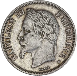 Tête laurée de Napoléon III à gauche.