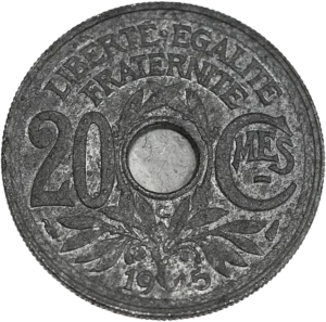 Branche d'olivier entourant un rond perforé.