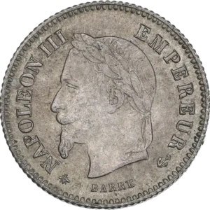 Tête laurée de Napoléon III à gauche.