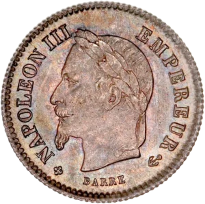 Tête laurée de Napoléon III à gauche.