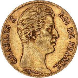 Tête de Charles X à droite.