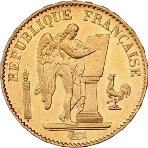 L'inscription "20 francs 1878" dans une couronne végétale.