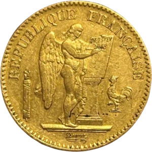 Génie de la République, debout à droite, gravant CONSTITUTION sur une tablette en marbre.