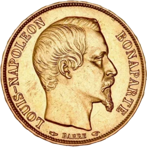 Tête nue de Napoléon III à droite.