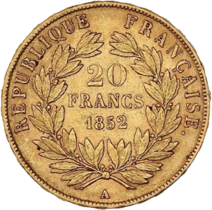 20 francs dans une couronne végétale.