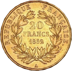 20 francs dans une couronne végétale.