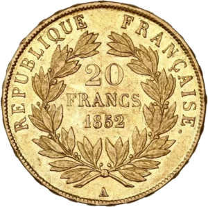 20 francs dans une couronne végétale.