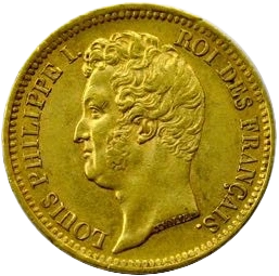 Tête nue de Louis Philippe Ier à gauche.