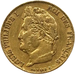 Tête nue de Louis Philippe Ier à gauche.