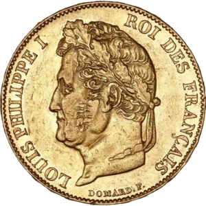 Tête nue de Louis Philippe Ier à gauche.