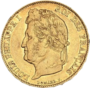 Tête nue de Louis Philippe Ier à gauche.
