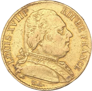 Buste de Louis XVIII à gauche.
