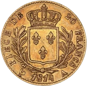 Ecu de France couronné entre une couronne de laurier.