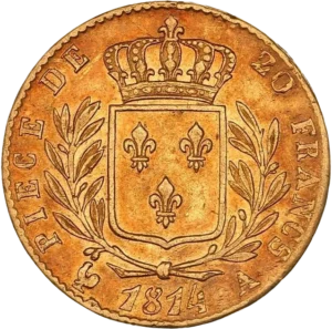 Ecu de France couronné entre une couronne de laurier.