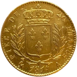 Ecu de France couronné entre une couronne de laurier.