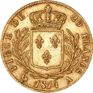 Ecu de France couronné entre une couronne de laurier.