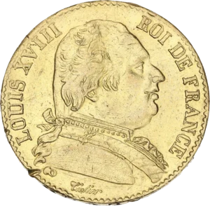 Buste de Louis XVIII à gauche.