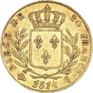 Ecu de France couronné entre une couronne de laurier.