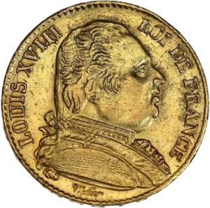 Buste de Louis XVIII à gauche.