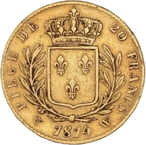 Ecu de France couronné entre une couronne de laurier.