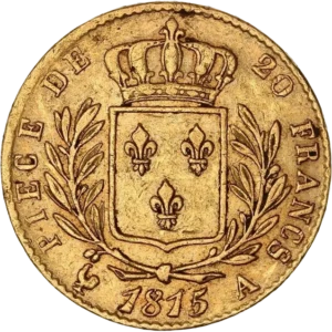 Ecu de France couronné entre une couronne de laurier.