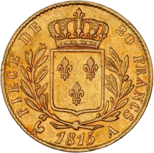 Ecu de France couronné entre une couronne de laurier.