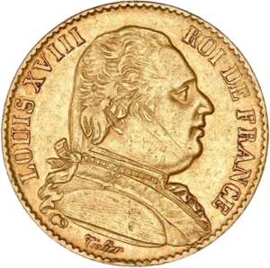 Buste de Louis XVIII à gauche.