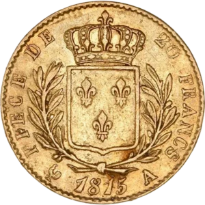 Ecu de France couronné entre une couronne de laurier.