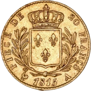 Ecu de France couronné entre une couronne de laurier.