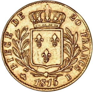 Ecu de France couronné entre une couronne de laurier.