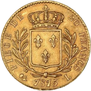 Ecu de France couronné entre une couronne de laurier.