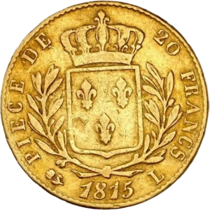 Ecu de France couronné entre une couronne de laurier.