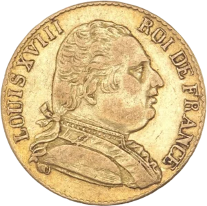 Buste de Louis XVIII à gauche.