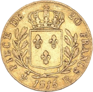 Ecu de France couronné entre une couronne de laurier.