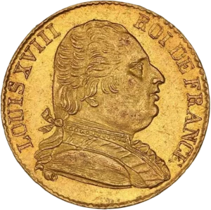 Buste de Louis XVIII à gauche.