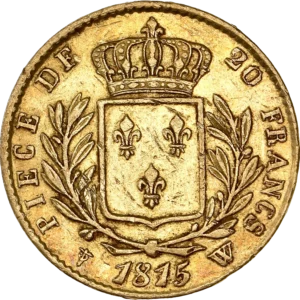 Ecu de France couronné entre une couronne de laurier.