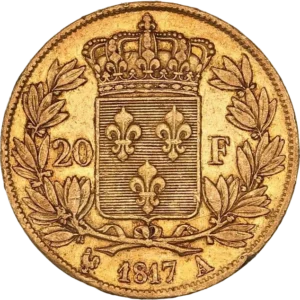 Ecu de France couronné entre une couronne de laurier.