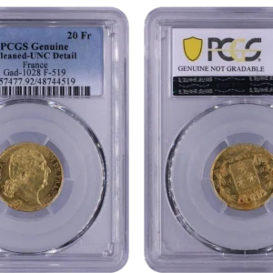 Tête de Louis XVIII à droite.